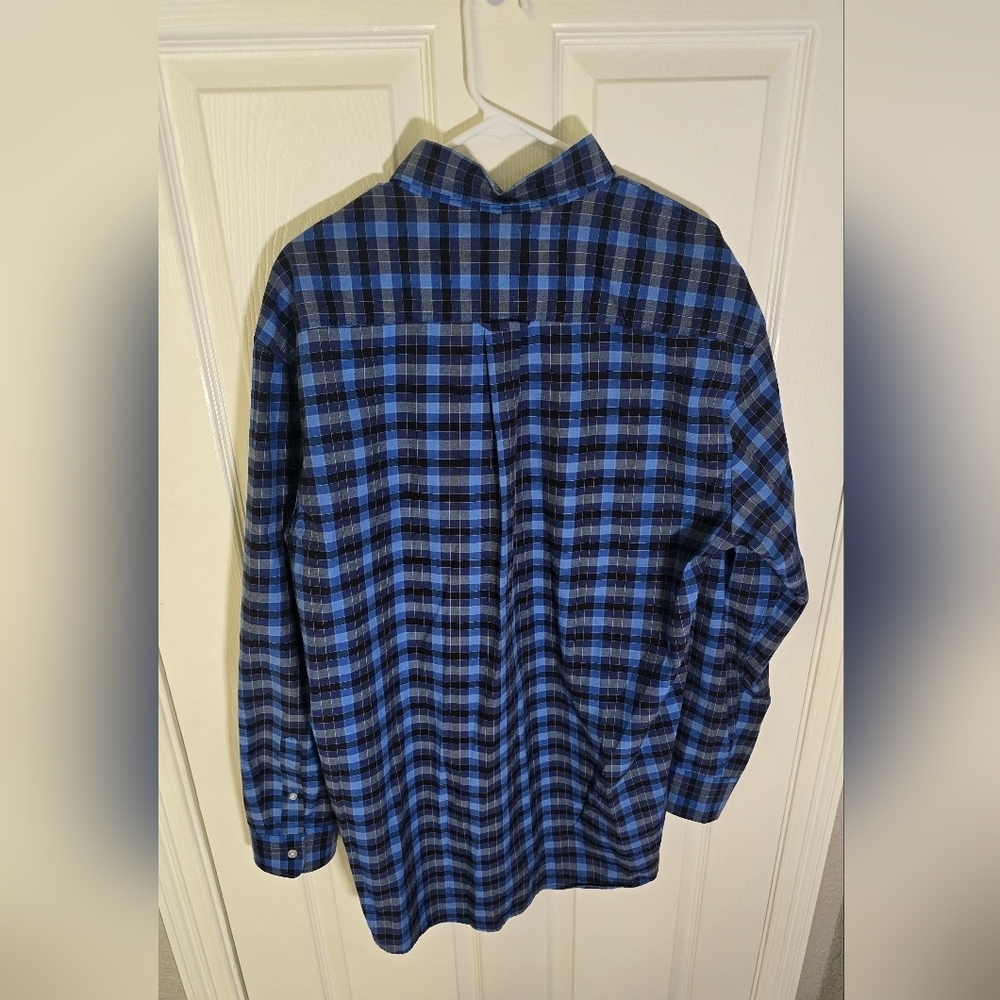 Islandia Mens Collared Button Up Blue Plaid Long Sleeve Top XXL - Picture 9 of 11